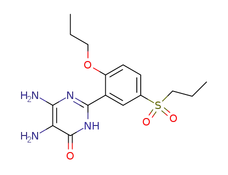 Molecular Structure of 61627-12-1 (4(1H)-Pyrimidinone,
5,6-diamino-2-[2-propoxy-5-(propylsulfonyl)phenyl]-)