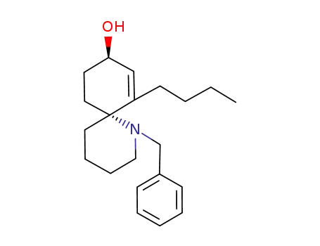 Molecular Structure of 88204-72-2 (1-Azaspiro[5.5]undec-7-en-9-ol, 7-butyl-1-(phenylmethyl)-, trans-)
