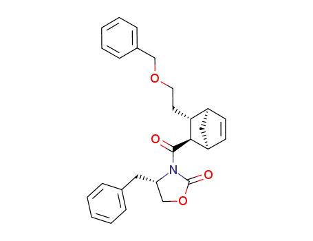 Molecular Structure of 128217-42-5 ((S)-4-Benzyl-3-[(1S,2R,3R,4R)-3-(2-benzyloxy-ethyl)-bicyclo[2.2.1]hept-5-ene-2-carbonyl]-oxazolidin-2-one)