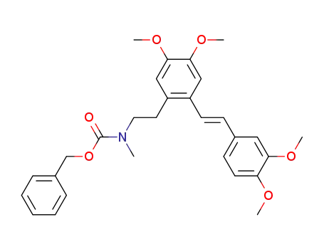 Molecular Structure of 59643-48-0 (2-(β-N-Benzyloxycarbonyl-N-methyl-aminoethyl)-4,5,3',4'-tetramethoxystilbene)