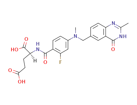 Molecular Structure of 112887-65-7 (L-Glutamic acid,
N-[4-[[(1,4-dihydro-2-methyl-4-oxo-6-quinazolinyl)methyl]methylamino]-2
-fluorobenzoyl]-)