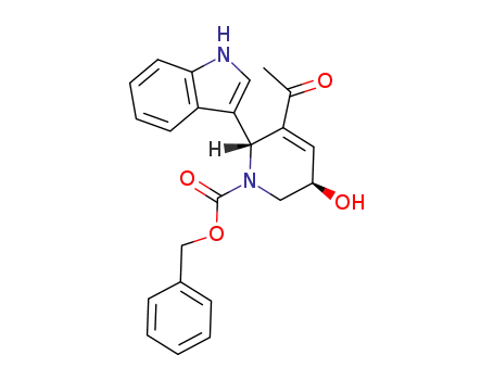 1(2H)-Pyridinecarboxylic acid,
3-acetyl-5,6-dihydro-5-hydroxy-2-(1H-indol-3-yl)-, phenylmethyl ester,
trans-