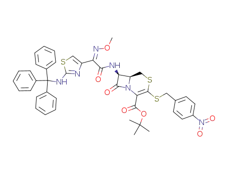 tert-butyl 7β-<2-(2-tritylaminothiazol-4-yl)-(Z)-2-methoxyiminoacetamido>-3-(4-nitrobenzylthio)-1-dethia-2-thia-3-cephem-4-carboxylate