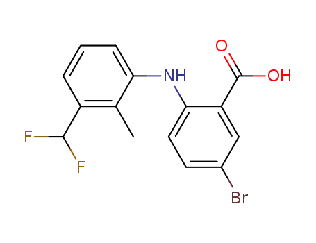 Molecular Structure of 61708-26-7 (Benzoic acid, 5-bromo-2-[[3-(difluoromethyl)-2-methylphenyl]amino]-)