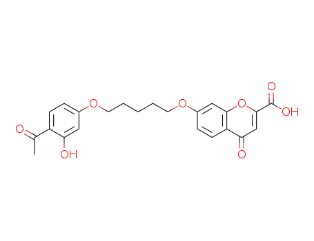 Molecular Structure of 40785-71-5 (4H-1-Benzopyran-2-carboxylic acid,
7-[[5-(4-acetyl-3-hydroxyphenoxy)pentyl]oxy]-4-oxo-)