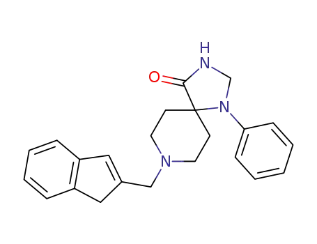 Molecular Structure of 62620-99-9 (1,3,8-Triazaspiro[4.5]decan-4-one, 8-(1H-inden-2-ylmethyl)-1-phenyl-)