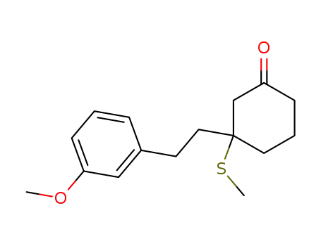 Molecular Structure of 82586-28-5 (Cyclohexanone, 3-[2-(3-methoxyphenyl)ethyl]-3-(methylthio)-)