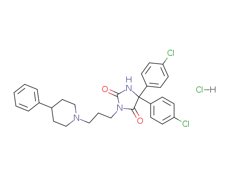 2,4-Imidazolidinedione, 5,5-bis(4-chlorophenyl)-3-(3-(4-phenyl-1-piperidinyl)propyl)-, monohydrochloride