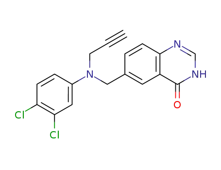 Molecular Structure of 123685-29-0 (6-[[(3,4-dichlorophenyl)-2-propynylamino]methyl]-4(3H)-quinazolinone)