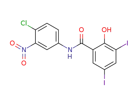 Molecular Structure of 128126-92-1 (3,5-Diiodo-4'-chloro-3'-nitrosalicylanilide)