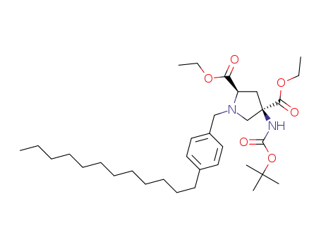(2R,4R) diethyl-4-(tert-butyloxycarbonylamino)-1-(4-dodecylbenzyl)pyrrolidine-2,4-dicarboxylate