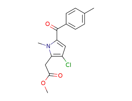 Molecular Structure of 62380-67-0 (1H-Pyrrole-2-acetic acid, 3-chloro-1-methyl-5-(4-methylbenzoyl)-,
methyl ester)