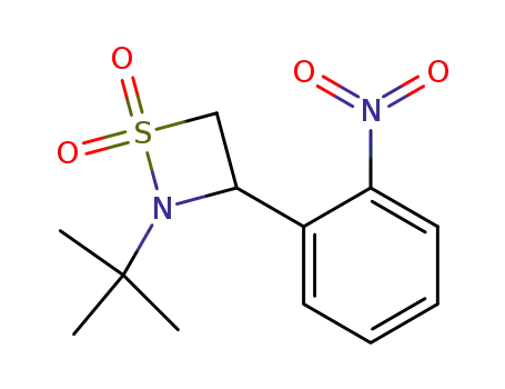 Molecular Structure of 89557-05-1 (1,2-Thiazetidine, 2-(1,1-dimethylethyl)-3-(2-nitrophenyl)-, 1,1-dioxide)