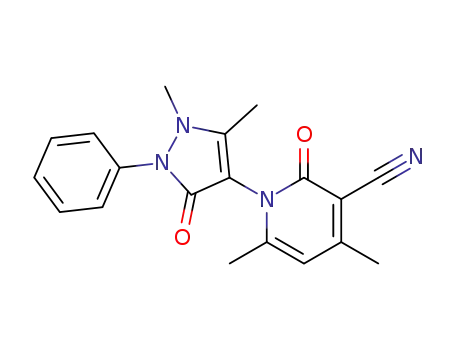 Molecular Structure of 108477-78-7 (1-(1,5-dimethyl-3-oxo-2-phenyl-2,3-dihydro-1<i>H</i>-pyrazol-4-yl)-4,6-dimethyl-2-oxo-1,2-dihydro-pyridine-3-carbonitrile)