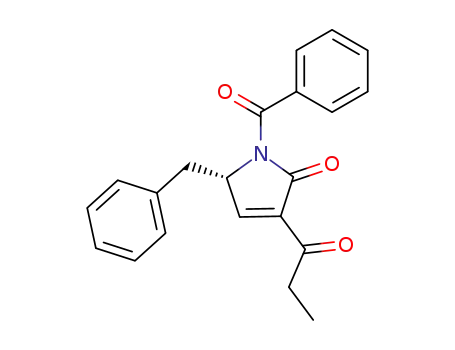 Molecular Structure of 94014-97-8 (2H-Pyrrol-2-one,
1-benzoyl-1,5-dihydro-3-(1-oxopropyl)-5-(phenylmethyl)-, (S)-)