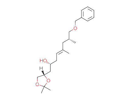 Molecular Structure of 101906-28-9 ((4S)-4-<(2R,7R)-(4E)-8-benzyloxy-2-hydroxy-5,7-dimethyloct-4-en-1-yl>-2,2-dimethyl-1,3-dioxolane)