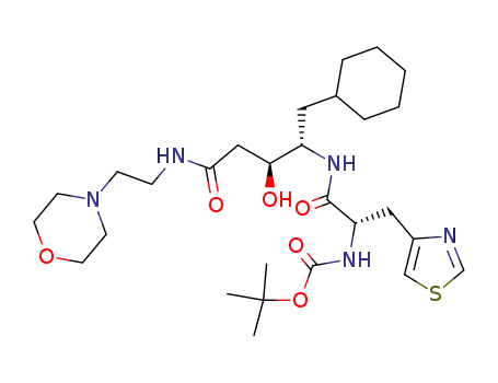Molecular Structure of 119379-17-8 ((3S,4S)-4-<N-Boc-3-(4-thiazolyl)-L-alanyl>amino-5-cyclohexyl-3-hydroxy-N-(2-morpholinoethyl)pentanamide)