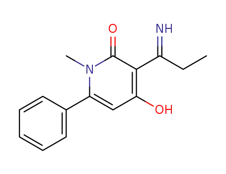 Molecular Structure of 62613-70-1 (2(1H)-Pyridinone, 4-hydroxy-3-(1-iminopropyl)-1-methyl-6-phenyl-)