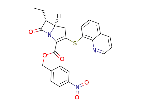(5R,6R)-6-Ethyl-7-oxo-3-(quinolin-8-ylsulfanyl)-1-aza-bicyclo[3.2.0]hept-2-ene-2-carboxylic acid 4-nitro-benzyl ester