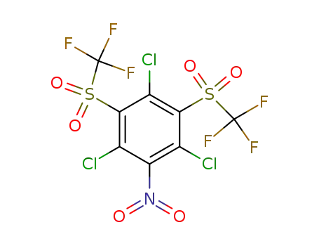 Molecular Structure of 111222-84-5 (1,3-Bis(trifluoromethylsulfonyl)-5-nitro-2,4,6-trichlorobenzene)