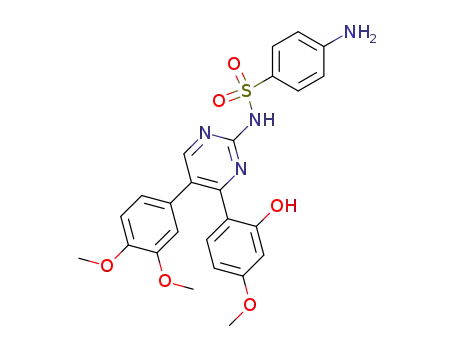Molecular Structure of 132184-53-3 (4-(2-Hydroxy-4-methoxyphenyl)-5-(3,4-dimethoxyphenyl)-2-(4-aminobenzenesulphonylamino)pyrimidine)