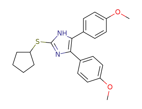 Molecular Structure of 75849-94-4 (1H-Imidazole, 2-(cyclopentylthio)-4,5-bis(4-methoxyphenyl)-)