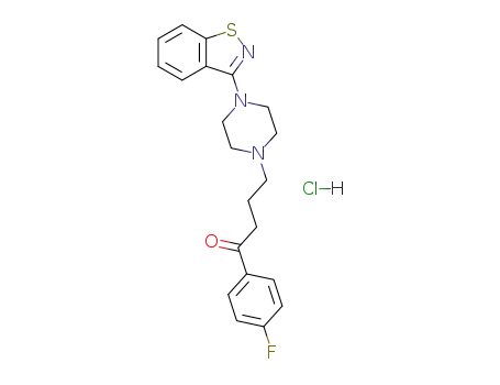 Molecular Structure of 87692-09-9 (4-<4-(1,2-benzisothiazol-3-yl)-1-piperazinyl>-1-(4-fluorophenyl)-1-butanone hydrochloride)