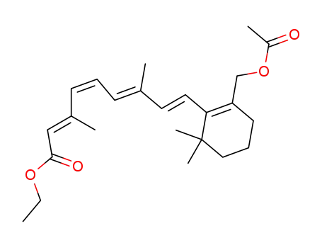 Molecular Structure of 81121-48-4 ((2E,4Z,6E,8E)-9-(2-Acetoxymethyl-6,6-dimethyl-cyclohex-1-enyl)-3,7-dimethyl-nona-2,4,6,8-tetraenoic acid ethyl ester)