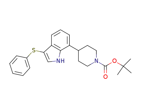 Molecular Structure of 478083-19-1 (1-Piperidinecarboxylic acid, 4-[3-(phenylthio)-1H-indol-7-yl]-,
1,1-dimethylethyl ester)