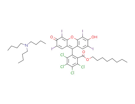 Molecular Structure of 91491-55-3 (Rose Bengal octyl ester, tri-n-butylammonium salt)