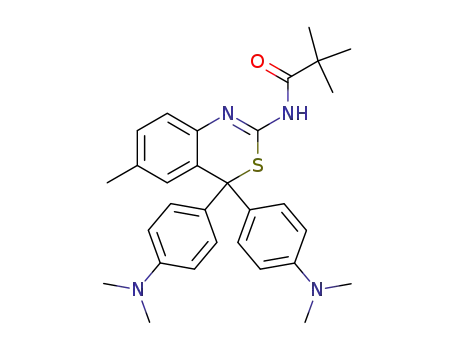 Molecular Structure of 64072-01-1 (Propanamide,
N-[4,4-bis[4-(dimethylamino)phenyl]-6-methyl-4H-3,1-benzothiazin-2-yl]-
2,2-dimethyl-)