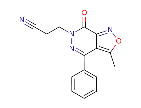 Molecular Structure of 134859-44-2 (3-(3-Methyl-7-oxo-4-phenyl-7H-isoxazolo[3,4-d]pyridazin-6-yl)-propionitrile)