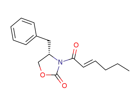Molecular Structure of 128217-37-8 ((4S)-3-<(2E)-hexenoyl>-4-phenylmethyl-1,3-oxazolidin-2-one)