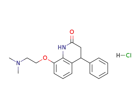 Molecular Structure of 62424-85-5 (2(1H)-Quinolinone, 8-[2-(dimethylamino)ethoxy]-3,4-dihydro-4-phenyl-,
monohydrochloride)