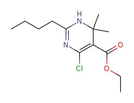 Molecular Structure of 142385-38-4 (6-butyl-4-chloro-1,2-dihydro-2,2-dimethyl-5-pyrimidinecarboxylic acid, ethyl ester)