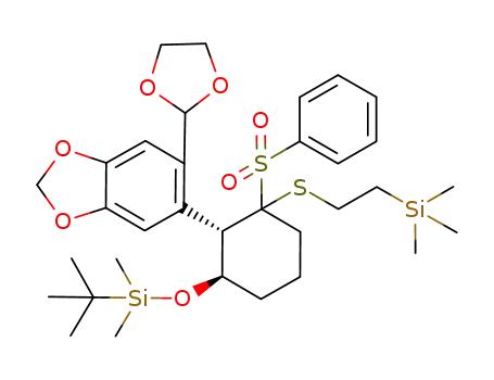 5-[(1S,6R)-2-Benzenesulfonyl-6-(tert-butyl-dimethyl-silanyloxy)-2-(2-trimethylsilanyl-ethylsulfanyl)-cyclohexyl]-6-[1,3]dioxolan-2-yl-benzo[1,3]dioxole