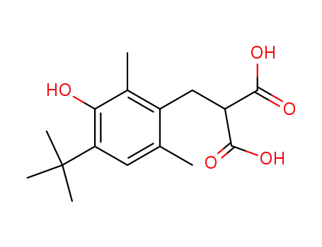 Molecular Structure of 55699-15-5 (Propanedioic acid,
[[4-(1,1-dimethylethyl)-3-hydroxy-2,6-dimethylphenyl]methyl]-)