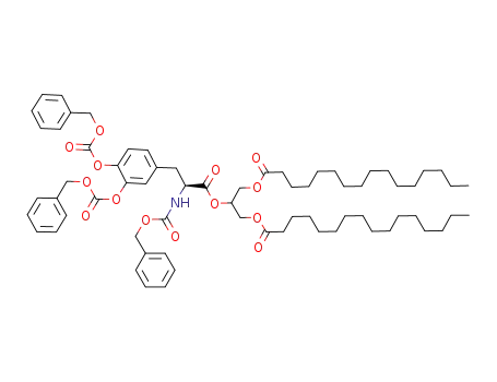 Molecular Structure of 100858-15-9 (N,O,O'-tricarbobenzoxy-1,3-dihexadecanoyl-2-<(S)-2-amino-3-(3,4-dihydroxyphenyl)propanoyl>propane-1,2,3-triol)