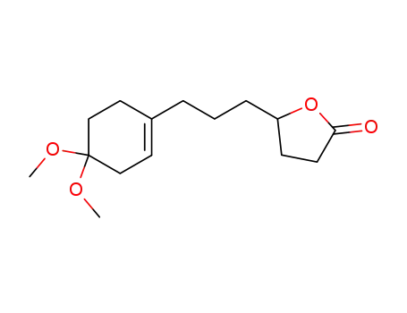 Molecular Structure of 62524-68-9 (2(3H)-Furanone, 5-[3-(4,4-dimethoxy-1-cyclohexen-1-yl)propyl]dihydro-)
