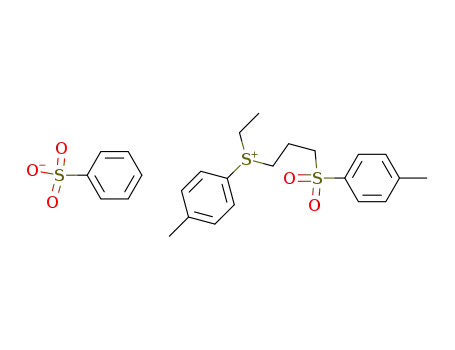 Molecular Structure of 82777-30-8 (ethyl-(3-p-tolylsulphonylpropyl)-p-tolylsulphonium benzenesulphonate)