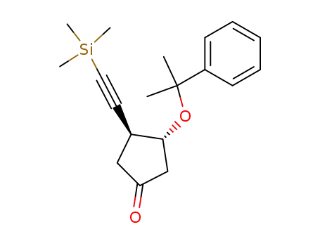Molecular Structure of 66530-02-7 (Cyclopentanone, 3-(1-methyl-1-phenylethoxy)-4-[(trimethylsilyl)ethynyl]-,
trans-)