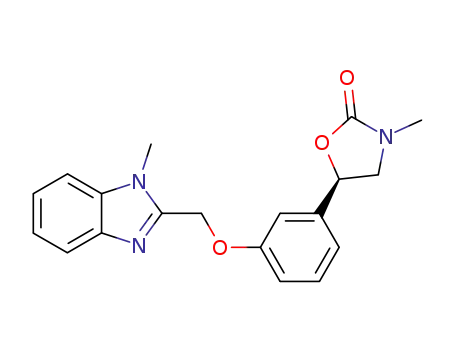 Molecular Structure of 110193-43-6 ((R)-3-Methyl-5-[3-(1-methyl-1H-benzoimidazol-2-ylmethoxy)-phenyl]-oxazolidin-2-one)