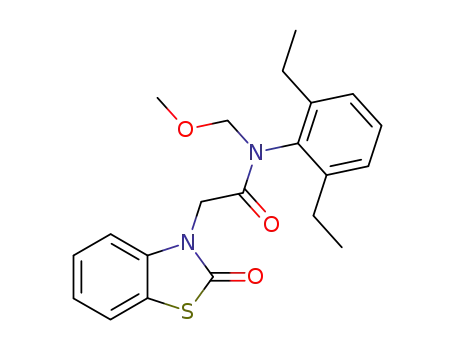 Molecular Structure of 119584-52-0 (N-(2,6-Diethyl-phenyl)-N-methoxymethyl-2-(2-oxo-benzothiazol-3-yl)-acetamide)