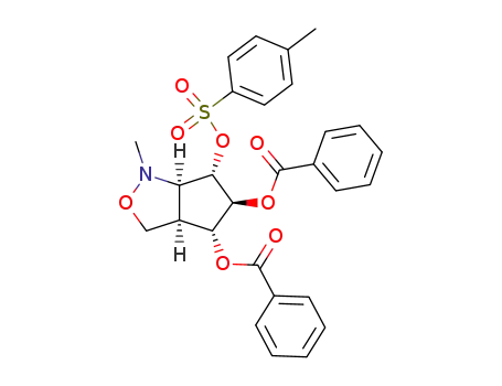 Molecular Structure of 80685-07-0 ((1R,5R)-6-exo,7-endo-dibenzoyloxy-N-methyl-8-exo-tosyloxy-3-oxa-2-azabicyclo<3.3.0>octane)