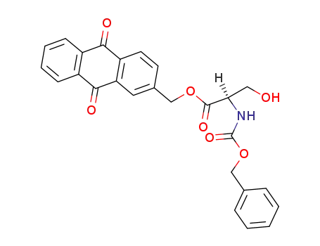 Molecular Structure of 75299-15-9 ((R)-2-Benzyloxycarbonylamino-3-hydroxy-propionic acid 9,10-dioxo-9,10-dihydro-anthracen-2-ylmethyl ester)