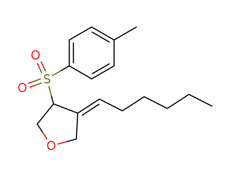 Molecular Structure of 89479-05-0 (Furan, 3-hexylidenetetrahydro-4-[(4-methylphenyl)sulfonyl]-, (E)-)