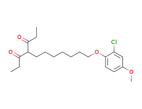 Molecular Structure of 62489-76-3 (3,5-Heptanedione, 4-[7-(2-chloro-4-methoxyphenoxy)heptyl]-)