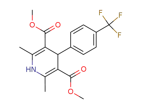 Molecular Structure of 103026-84-2 (3,5-Pyridinedicarboxylic acid,
1,4-dihydro-2,6-dimethyl-4-[4-(trifluoromethyl)phenyl]-, dimethyl ester)