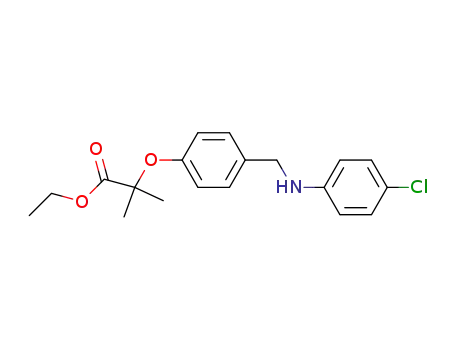 Molecular Structure of 58336-46-2 (Propanoic acid,
2-[4-[[(4-chlorophenyl)amino]methyl]phenoxy]-2-methyl-, ethyl ester)