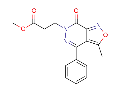 Molecular Structure of 134842-99-2 (3-(3-Methyl-7-oxo-4-phenyl-7H-isoxazolo[3,4-d]pyridazin-6-yl)-propionic acid methyl ester)